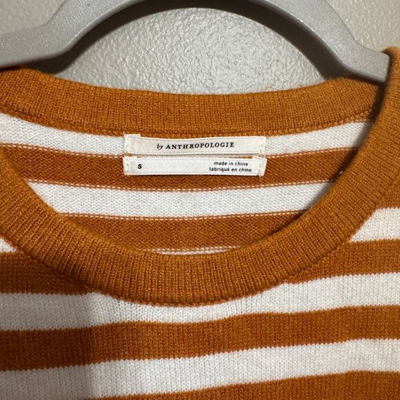 Anthropologie Ruffle Sleeve Sweater Tank gold white size small - Picture 4 of 6